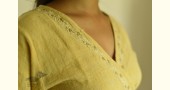 handloom Cotton chikankari hand Embroidered light-yellow Top