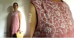 Tahzeeb . तहज़ीब | Handloom Cotton - Chikankari Embroidered Kurti in Hibiscus Red Color