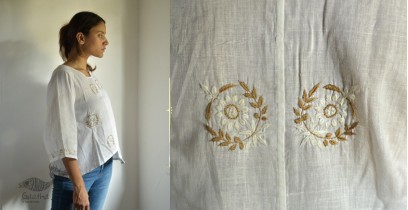 Tahzeeb . तहज़ीब ✽ Handloom Cotton ✽ Hand Embroidered Top ✽ 15A