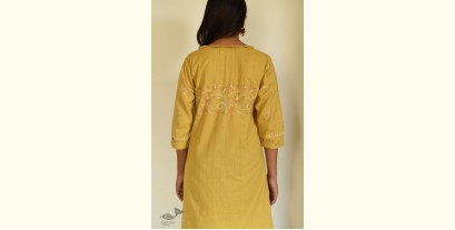 Tahzeeb . तहज़ीब ~ Handloom Cotton & Hand Embroidered Yellow Tunic