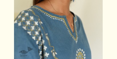 Tahzeeb . तहज़ीब ~ Handloom Cotton - Chikankari Embroidered Abha Kurta