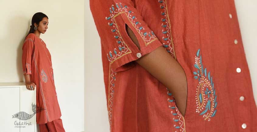 online Handloom Cotton - Kalidar Embroidered Kurta