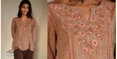 Tahzeeb . तहज़ीब ~ Cotton Chikankari Embroidered Full Sleeve Top