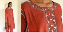 Tahzeeb . तहज़ीब ~ Handloom Cotton - Hand Embroidered Full Sleeve Kalidar Kurta
