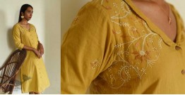 Tahzeeb . तहज़ीब ~ Handloom Cotton & Hand Embroidered Yellow Tunic