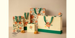 Senses Play ▣ Handmade Banana Fiber Paper ▣ Genda Phool Gift Bags - Beige (Set of 5) ▣ 14