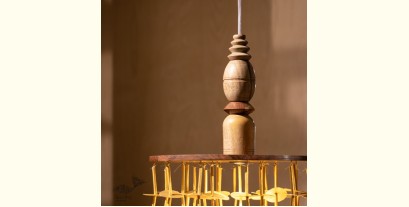Senses Play ▣ Handmade Banana Fiber Paper ▣ Genda Phool Wood Pendant Lamp - Tangerine ▣ 33