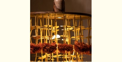 Senses Play ▣ Handmade Banana Fiber Paper ▣ Genda Phool Wood Pendant Lamp - Tangerine, Mustard, White ▣ 34