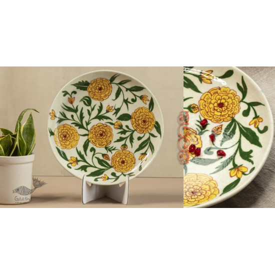 designer decorative Genda Phool Jaipur Pottery, Wall decor & Serving Platters - White