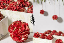 Senses Play ▣ Handmade Banana Fiber Paper ▣ Christmas Decoration (Red) ▣ 42