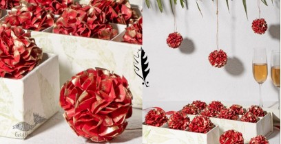 Senses Play ▣ Handmade Banana Fiber Paper ▣ Christmas Decoration (Red) ▣ 42