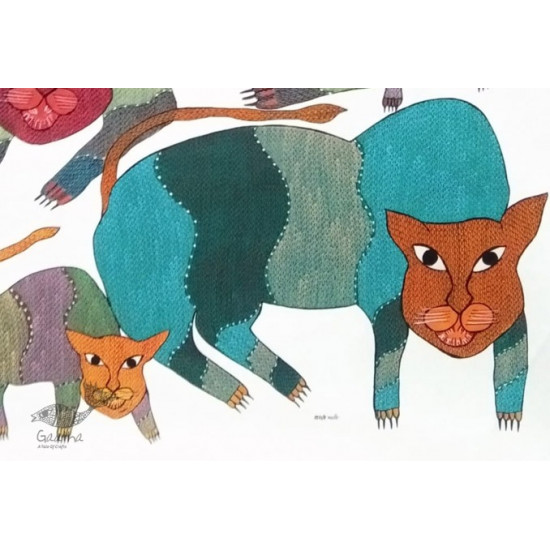 tribal gond painting - Big Cat 