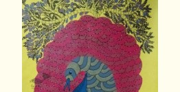 Gond Tribal Canvas Painting - Peacock (3' x 3') 