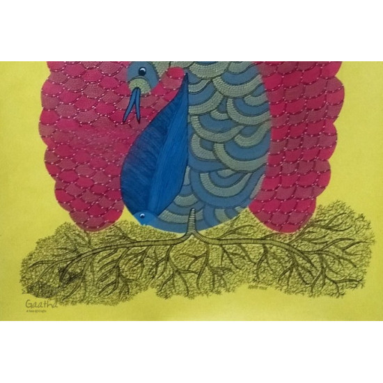 tribal gond painting-Peacock 