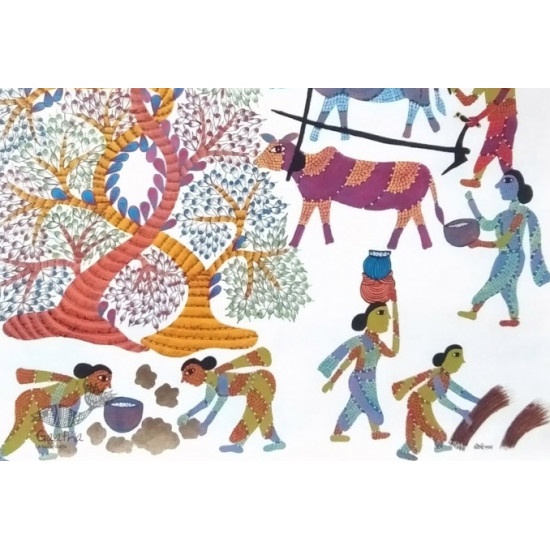 tribal gond painting- Village