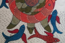 Gond Tribal Painting - Turtle  (11" x 14")