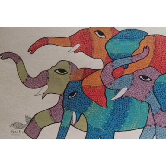 Elephant -tribal gond painting - paper sheet