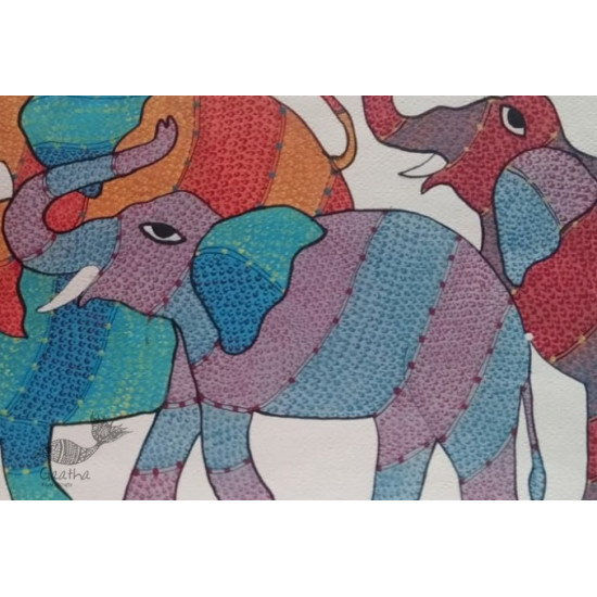 Elephant -tribal gond painting - paper sheet