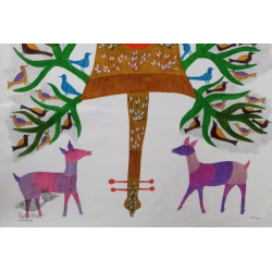 Gond Tribal Canvas Painting - Guitar (2.5' x 3')