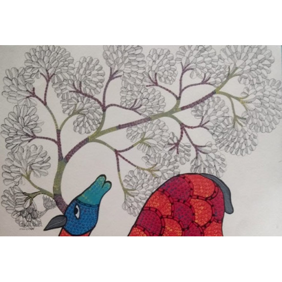 Deer-Family - tribal gond painting - paper sheet