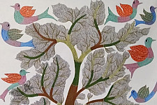 Gond Tribal Canvas Painting - Tree (2.5' x 3') 