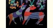 tribal gond painting -  Hiran in Black Background