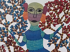 Gond Tribal Canvas Painting - Manav (2' x 3') 