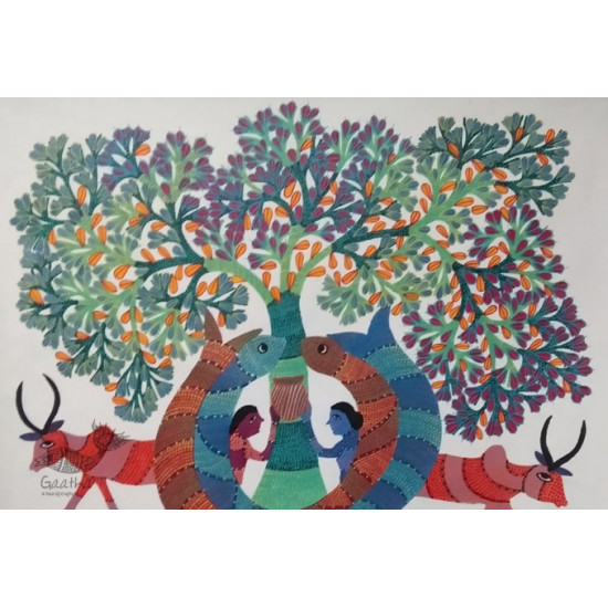 tribal gond painting- Cow