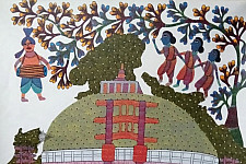 Gond Tribal Canvas Painting - Festival Celebration (3' x 3') - 9