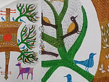 Gond Tribal Canvas Painting - Guitar (2.5' x 3')