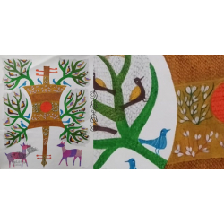 Gond Tribal Canvas Painting - Guitar (2.5' x 3')