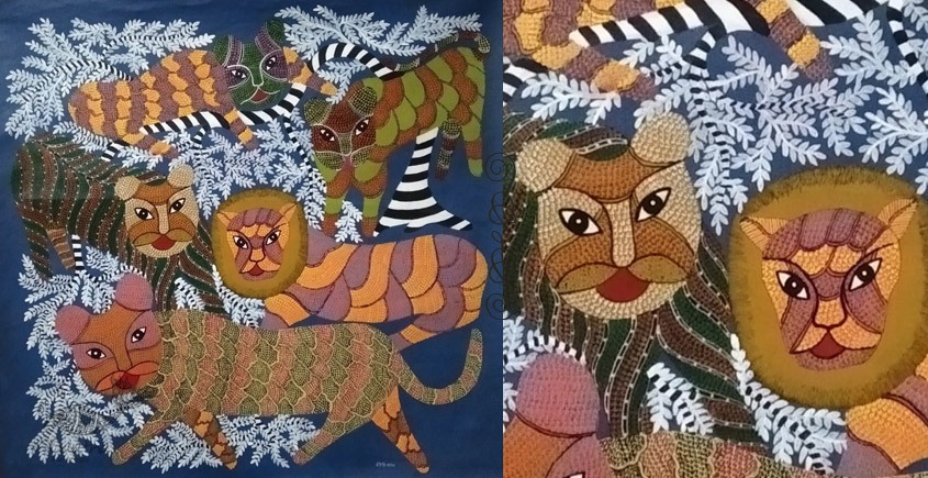 tribal gond painting-Lion