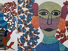 Gond Tribal Canvas Painting - Manav (2' x 3') 