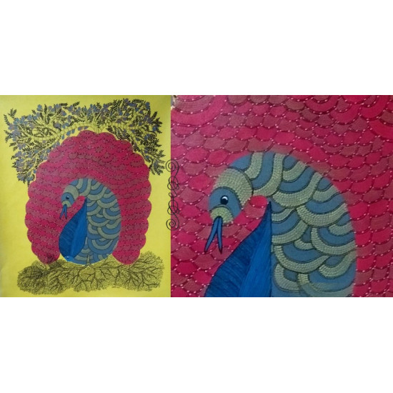 tribal gond painting-Peacock 