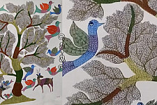 Gond Tribal Canvas Painting - Tree (2.5' x 3') 