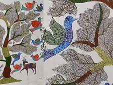 Gond Tribal Canvas Painting - Tree (2.5' x 3') 
