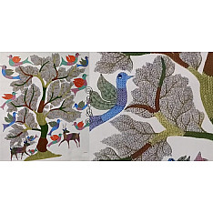 Gond Tribal Canvas Painting - Tree (2.5' x 3') 