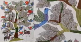 Gond Tribal Canvas Painting - Tree (2.5' x 3') 