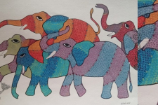 Gond Tribal Painting - Elephant  (11" x 14") 