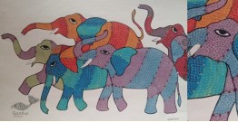 Gond Tribal Painting - Elephant  (11" x 14") 