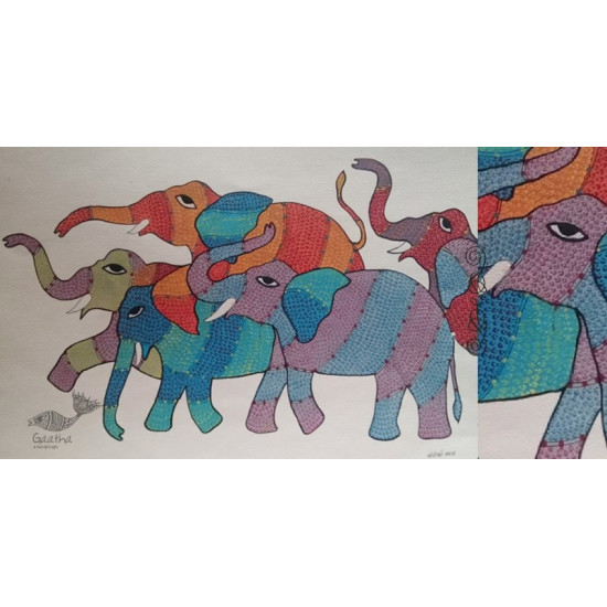 Elephant -tribal gond painting - paper sheet