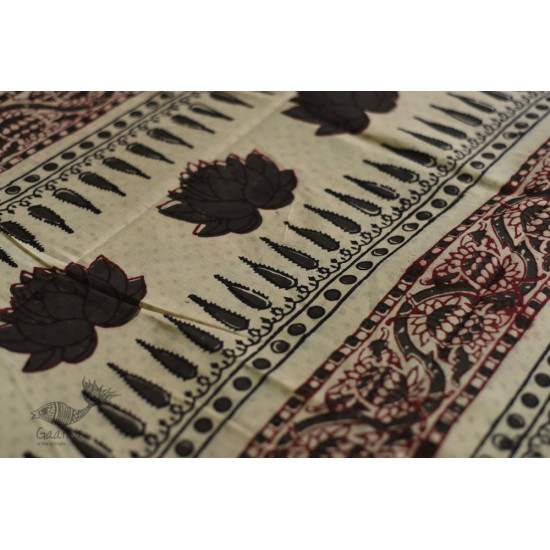 shop dabu hand block printed cotton saree- Bird Motif Printed