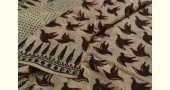 shop dabu hand block printed cotton saree- Bird Motif Printed