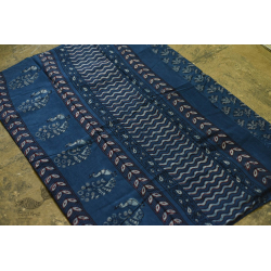 Saanjhh . साँझ | Dabu Block Printed Cotton Saree in Indigo Color