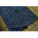 shop Dabu Block Printed Cotton Saree in Indigo Color