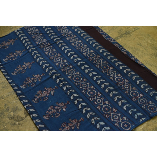 shop dabu hand block printed cotton saree indigo