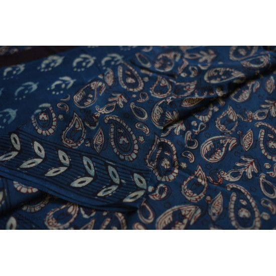 shop dabu hand block printed cotton saree indigo