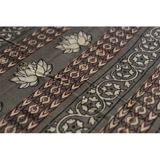 shop dabu hand block printed cotton saree Brown