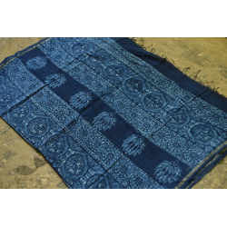 Saanjhh . साँझ | Dabu  Block Print - Chanderi Indigo Zig Zag Saree