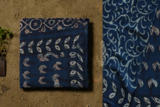 Saanjhh . साँझ | Block Printed Cotton Dabu Saree - Lotus Motif